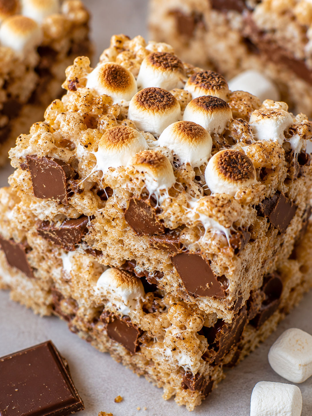 S’mores Rice Krispies Treats, plated and served