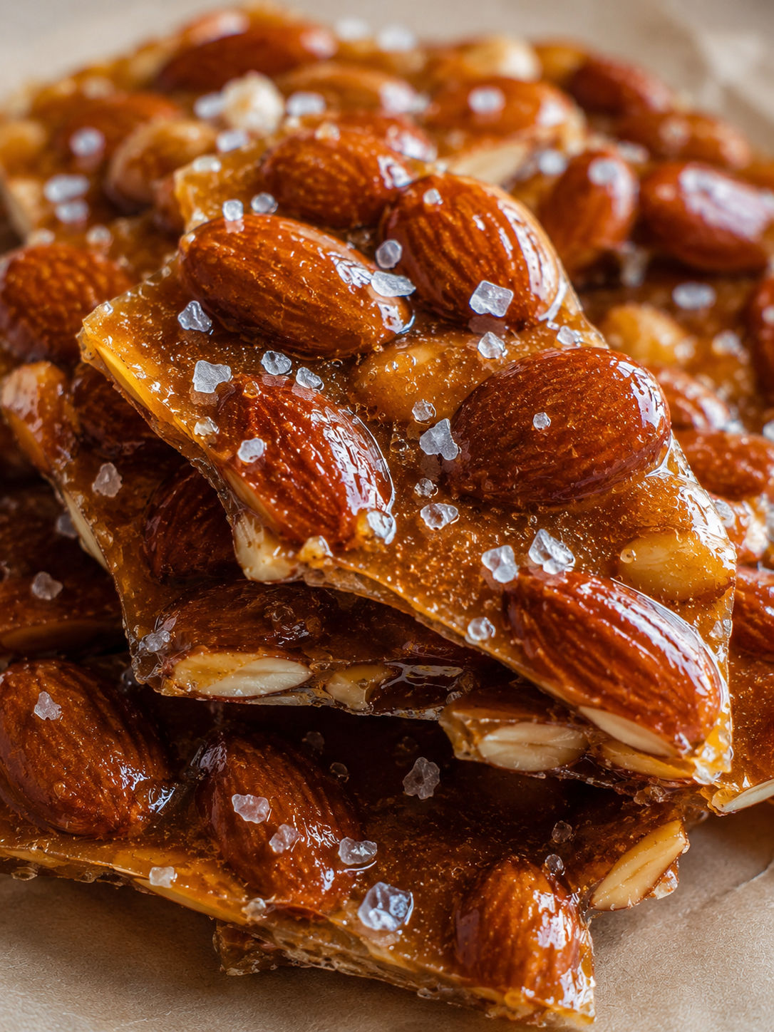 Salted Almond Brittle, plated and served