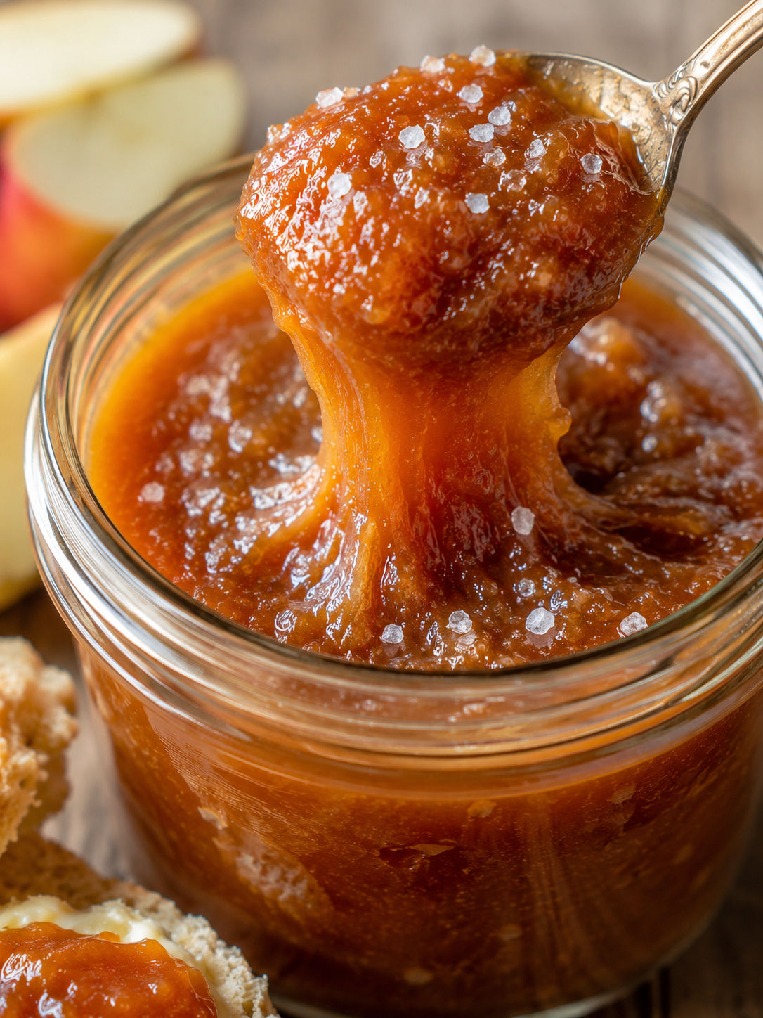 Salted Caramel Apple Butter, plated and served