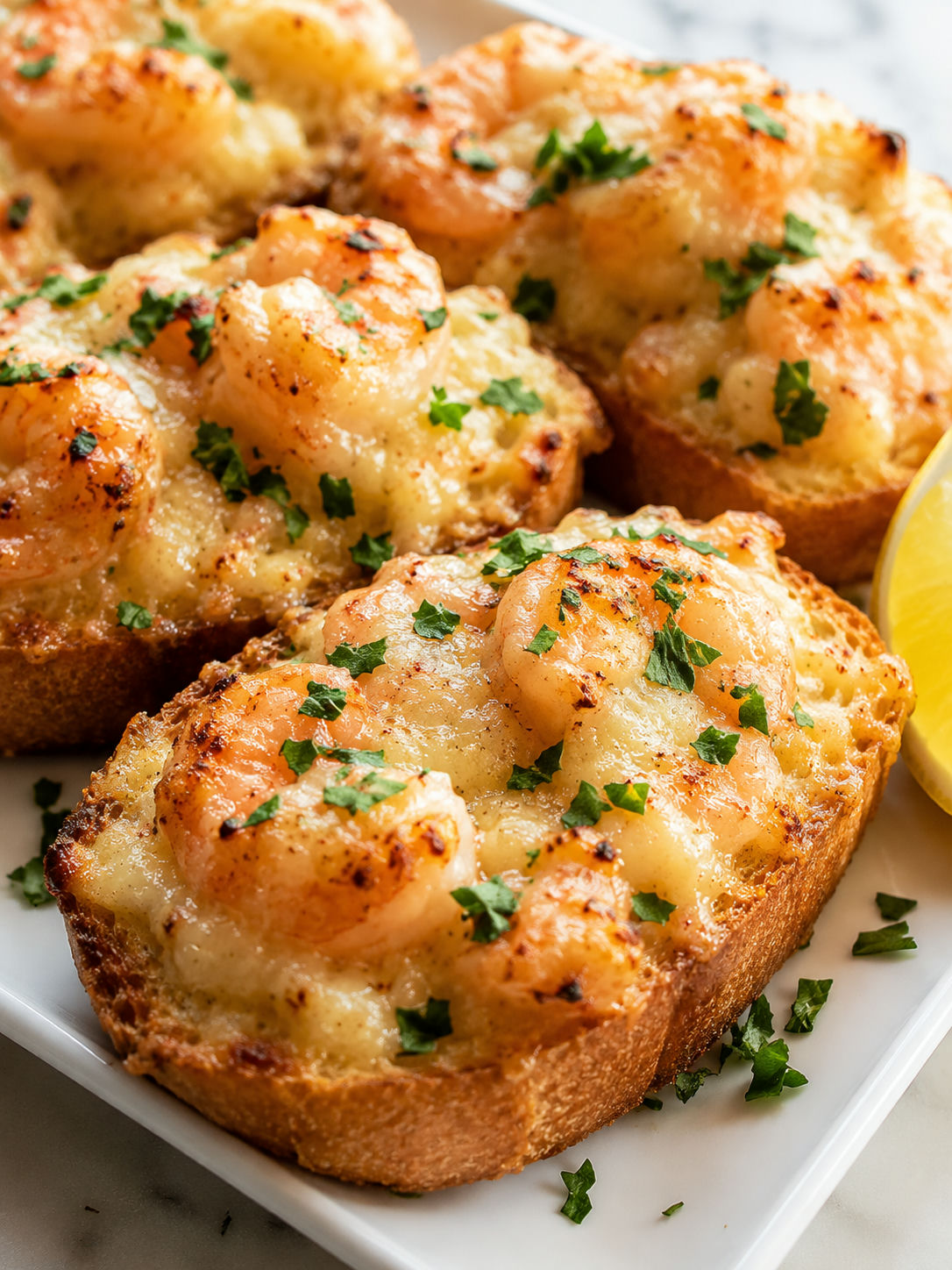 Savor The Delight Of Baked Shrimp Toast, plated and served