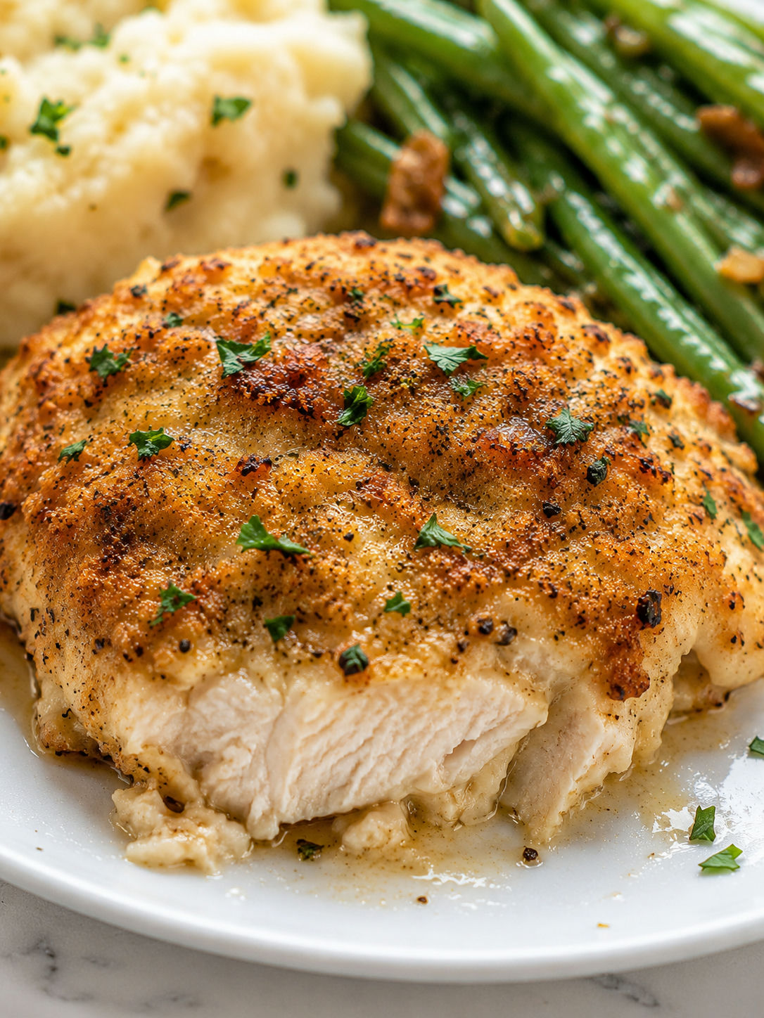 Savor The Flavor: Longhorn Garlic Parmesan Crusted Chicken, plated and served