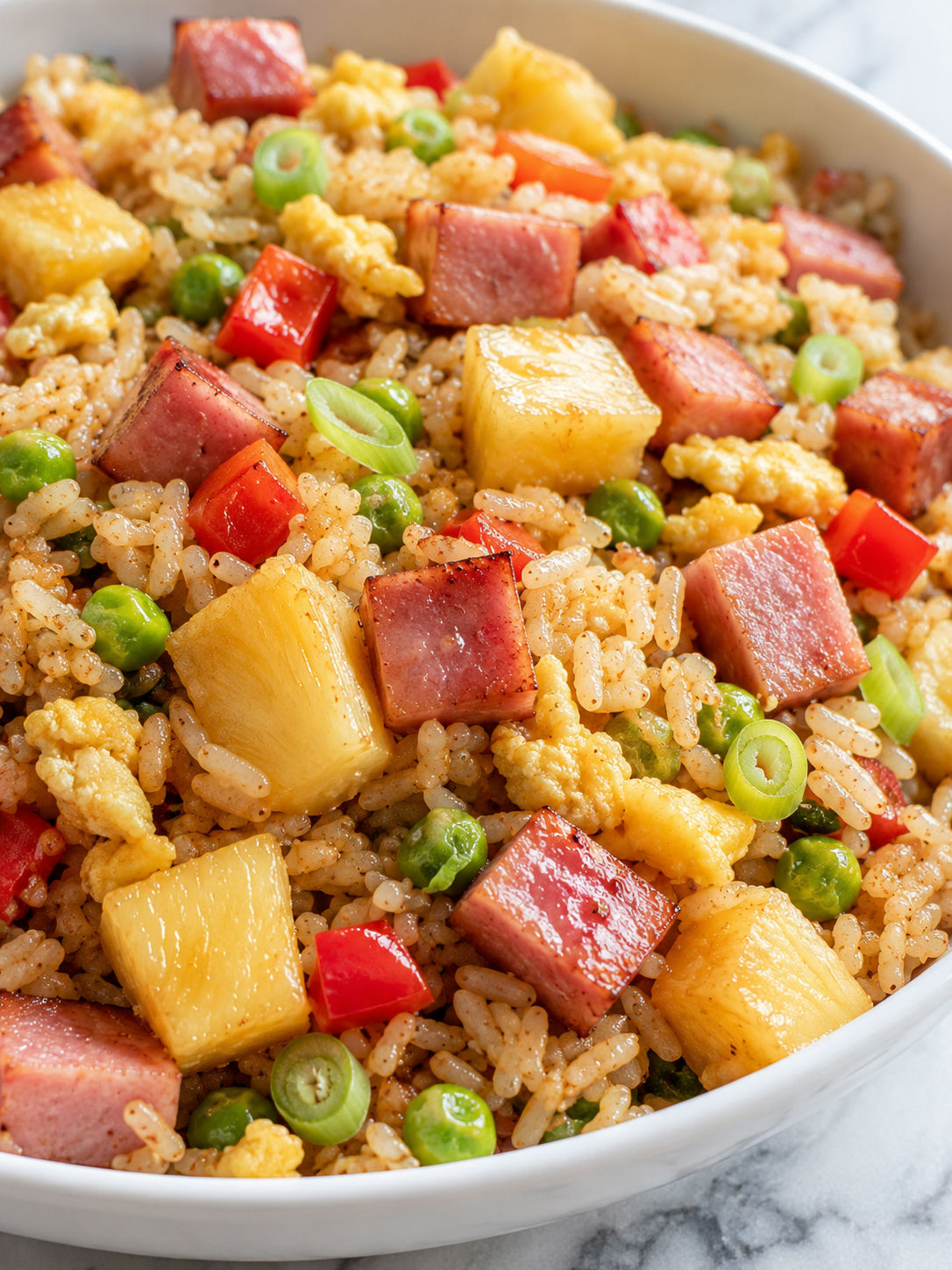 Savor The Tropical Bliss With Hawaiian Fried Rice, plated and served