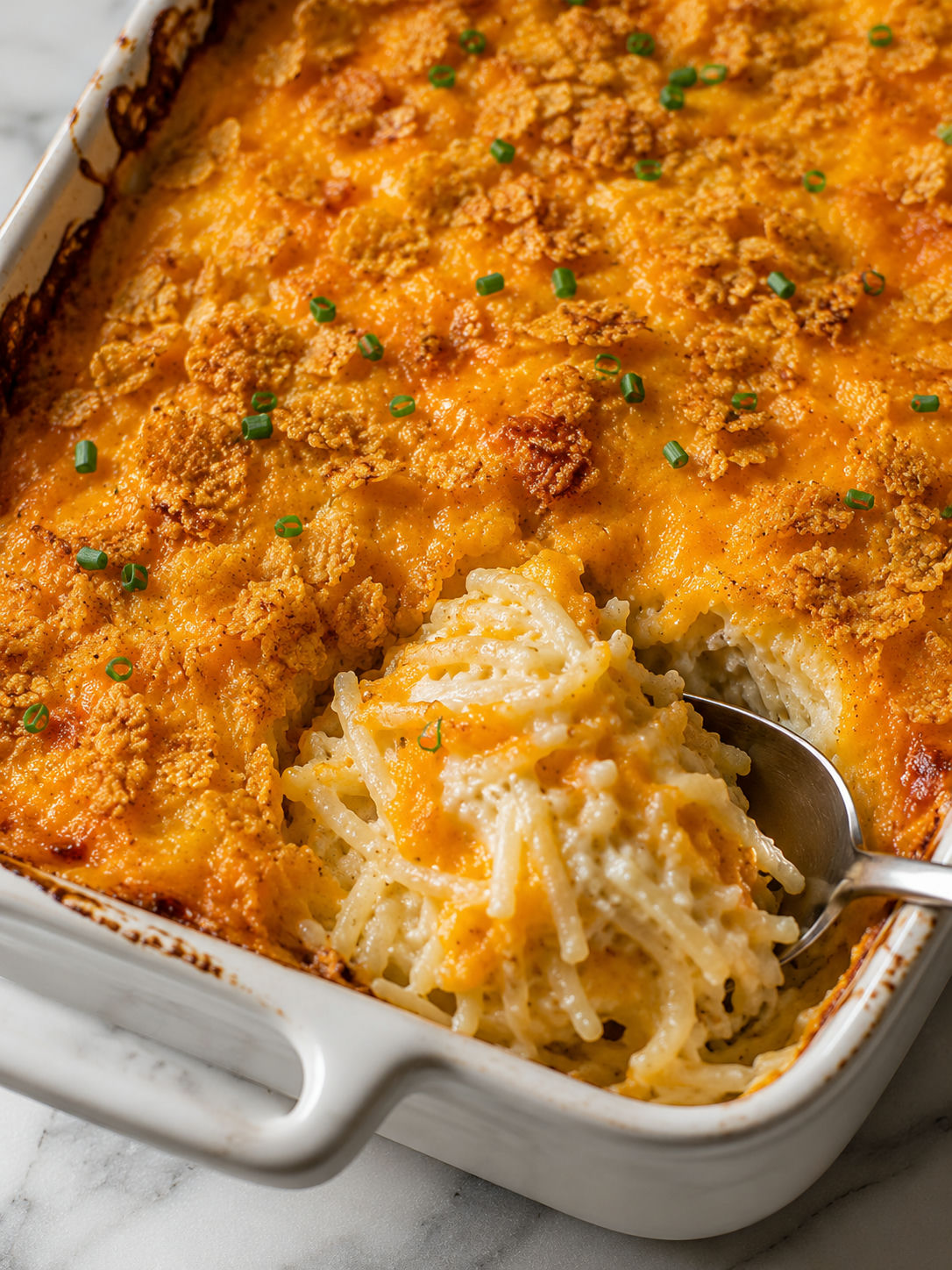 Savor The Ultimate Cheesy Hashbrown Casserole Today, plated and served