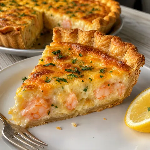 Florida shrimp cheddar pie with creamy custard and golden crust
