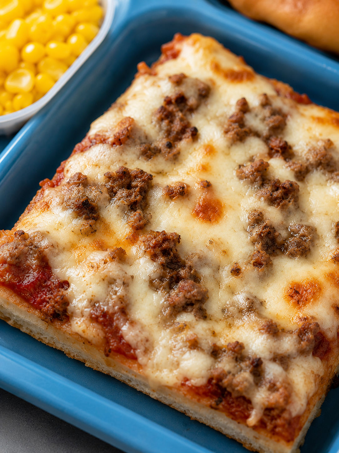 School Cafeteria Pizza, plated and served