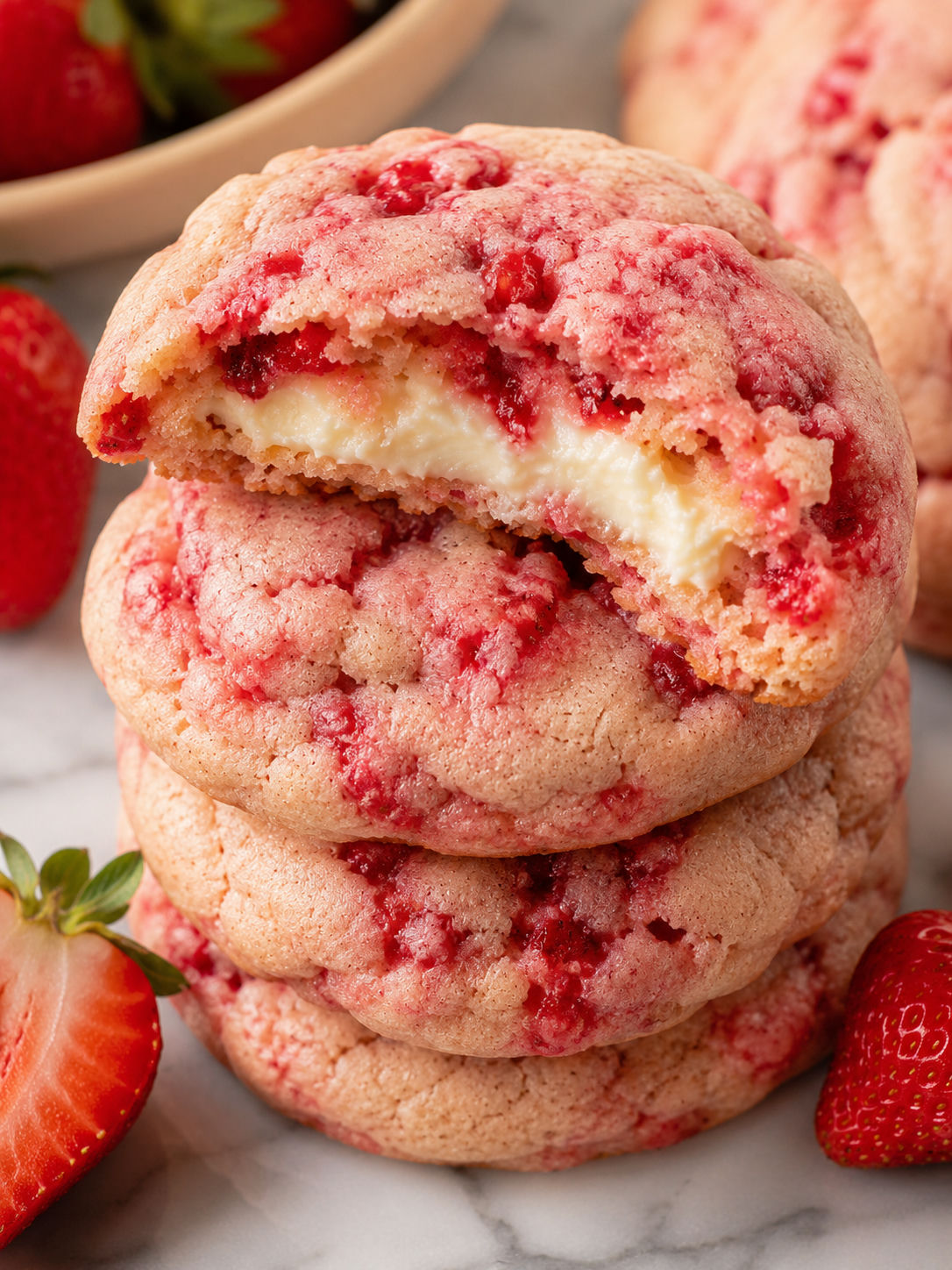 Sensational Strawberry Cheesecake Cookies, plated and served