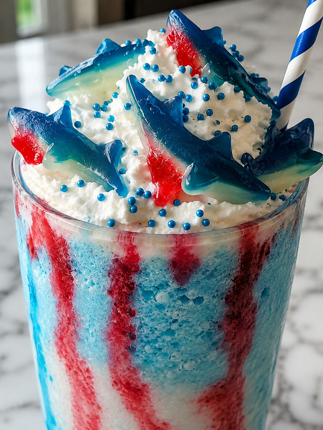 Shark Week Frappuccino, plated and served