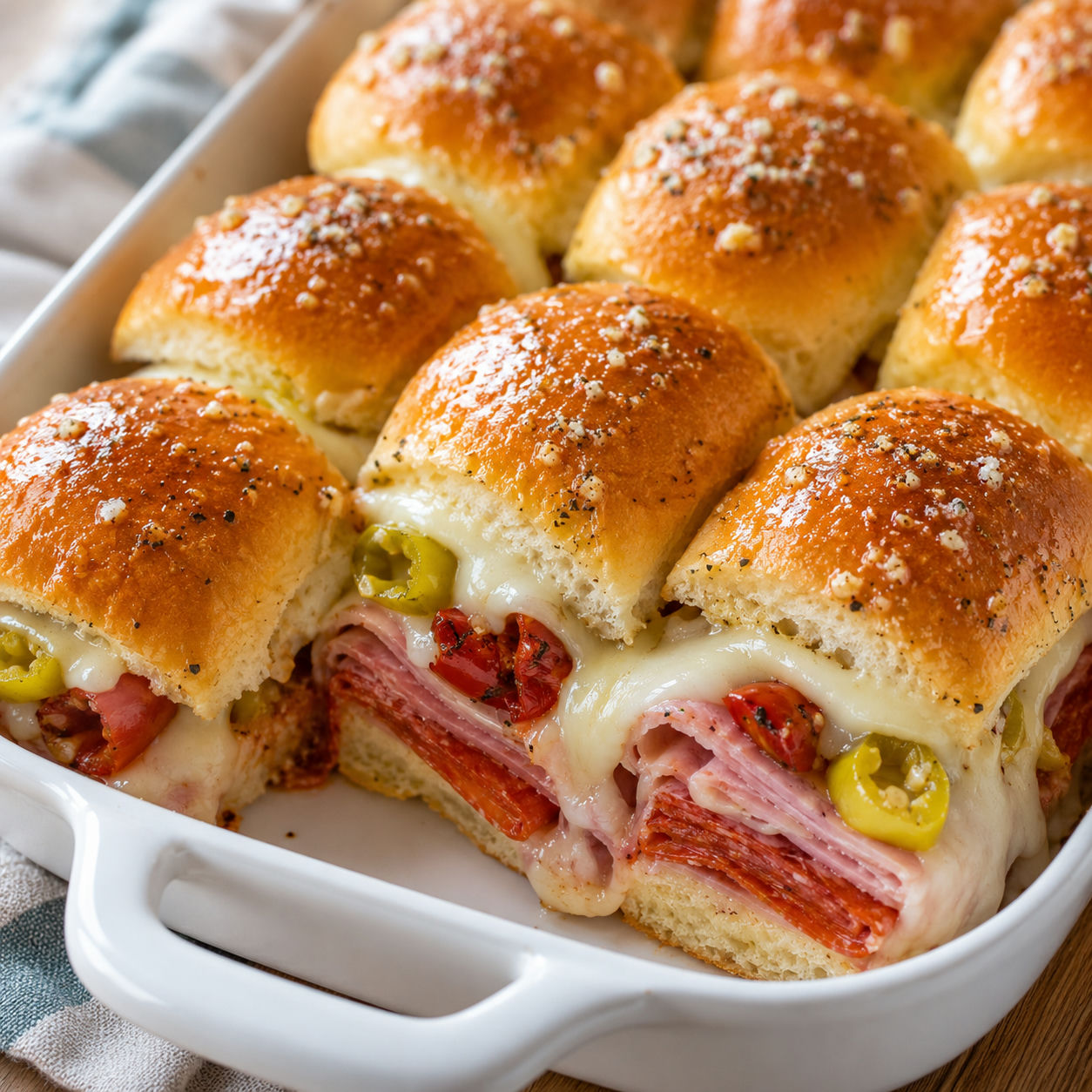 Simple Hot Italian Sub Sliders, plated and served