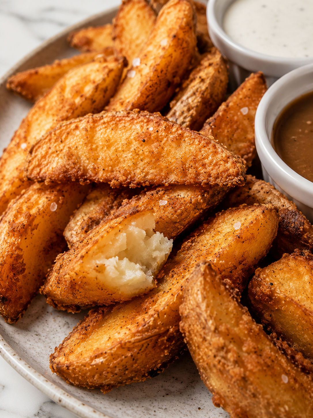 Simple KFC Potato Wedges, plated and served