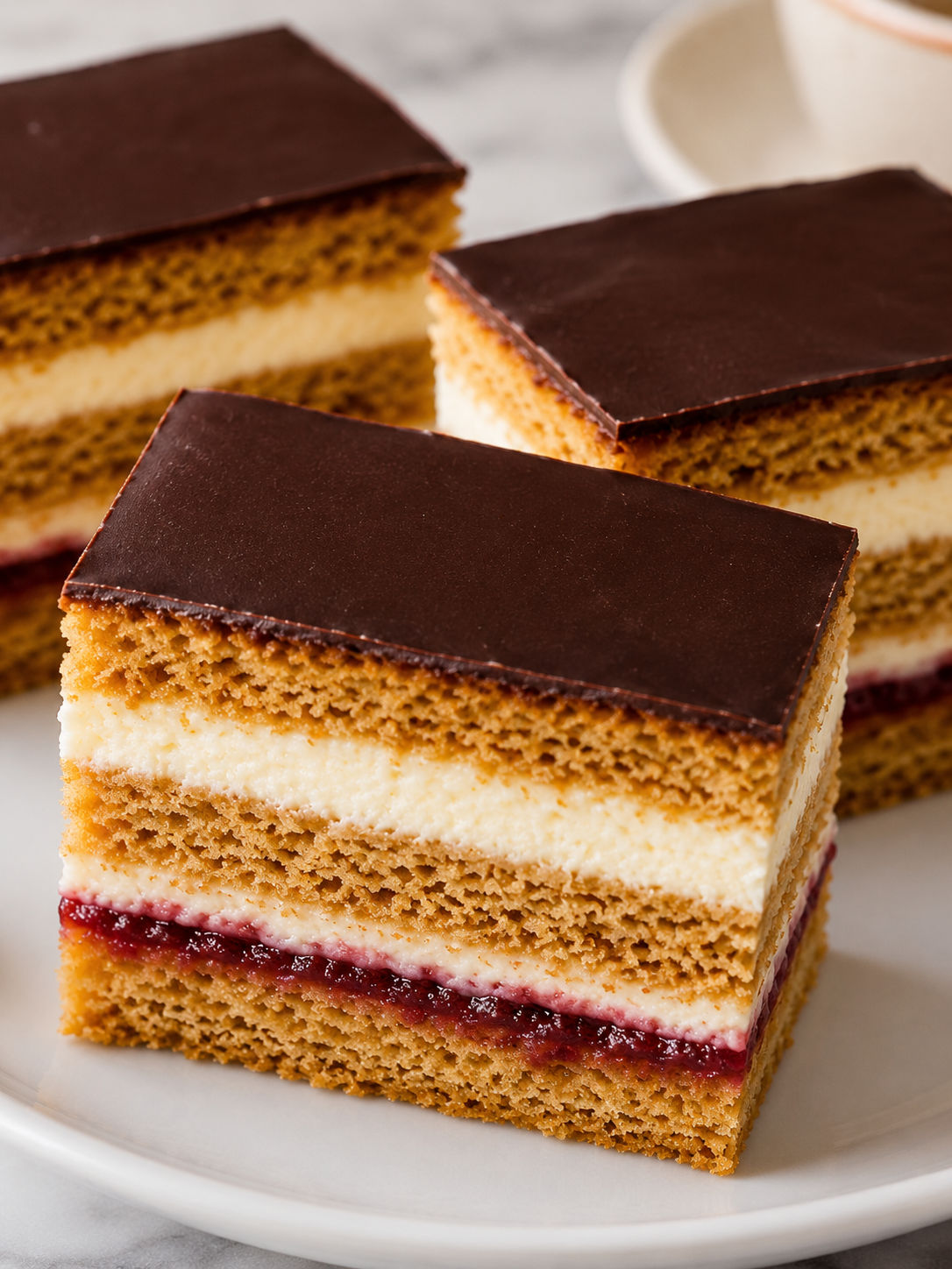 Slovakian Honey Cake Petit Fours, plated and served