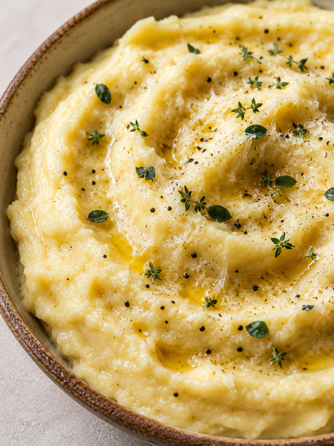 Slow Cooker Cheesy Garlic Herb Mashed Potatoes, plated and served