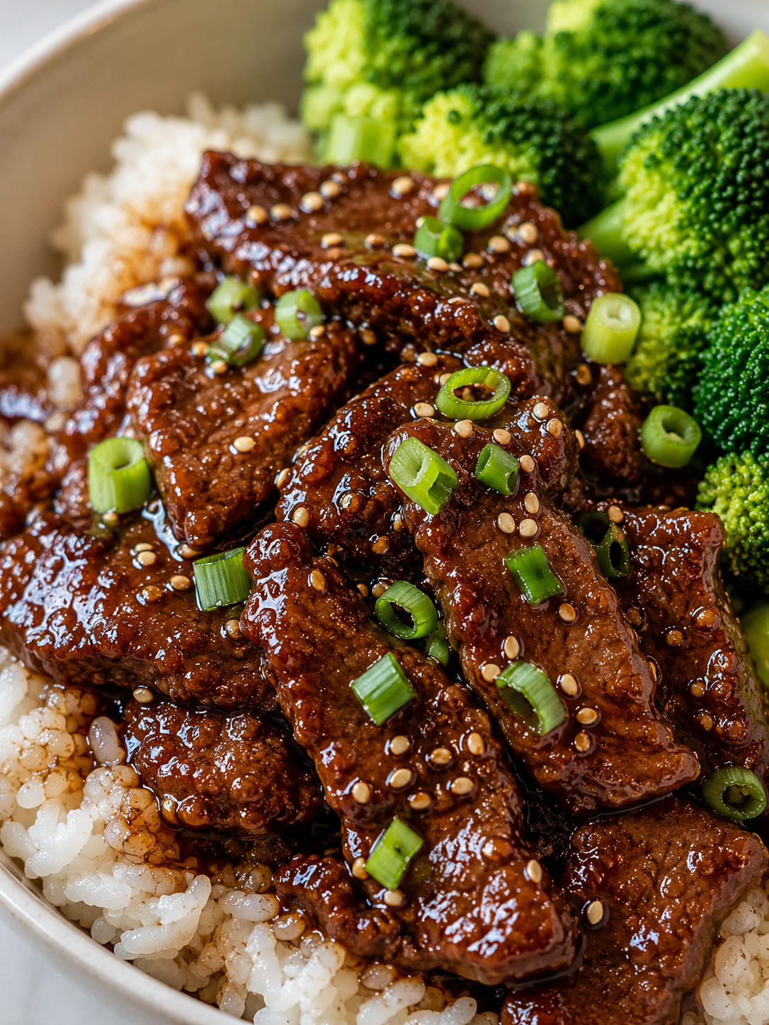 Slow Cooker Mongolian Beef, plated and served