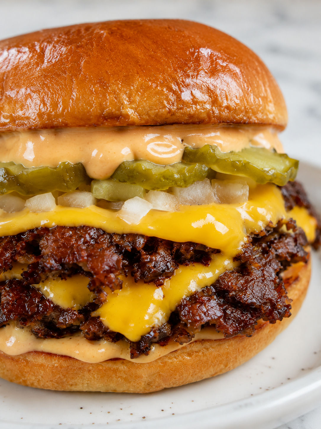 Smash Burger, plated and served