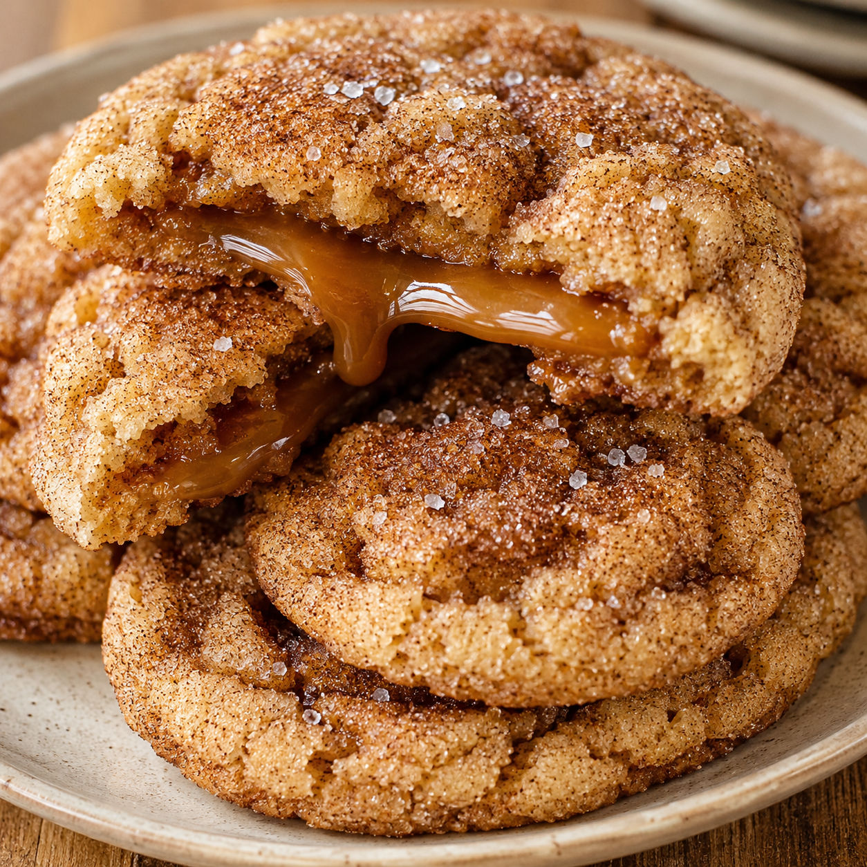 Brown sugar cinnamon caramel cookies with gooey centers