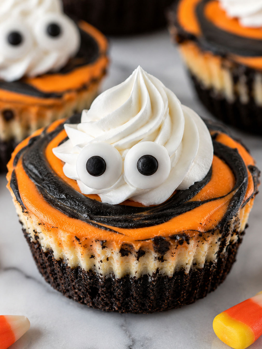 Spooky Mini Halloween Cheesecakes: A Festive Treat, plated and served