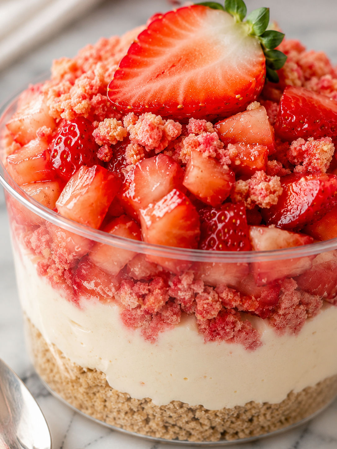 Strawberry Cheesecake Crunch Cup, plated and served