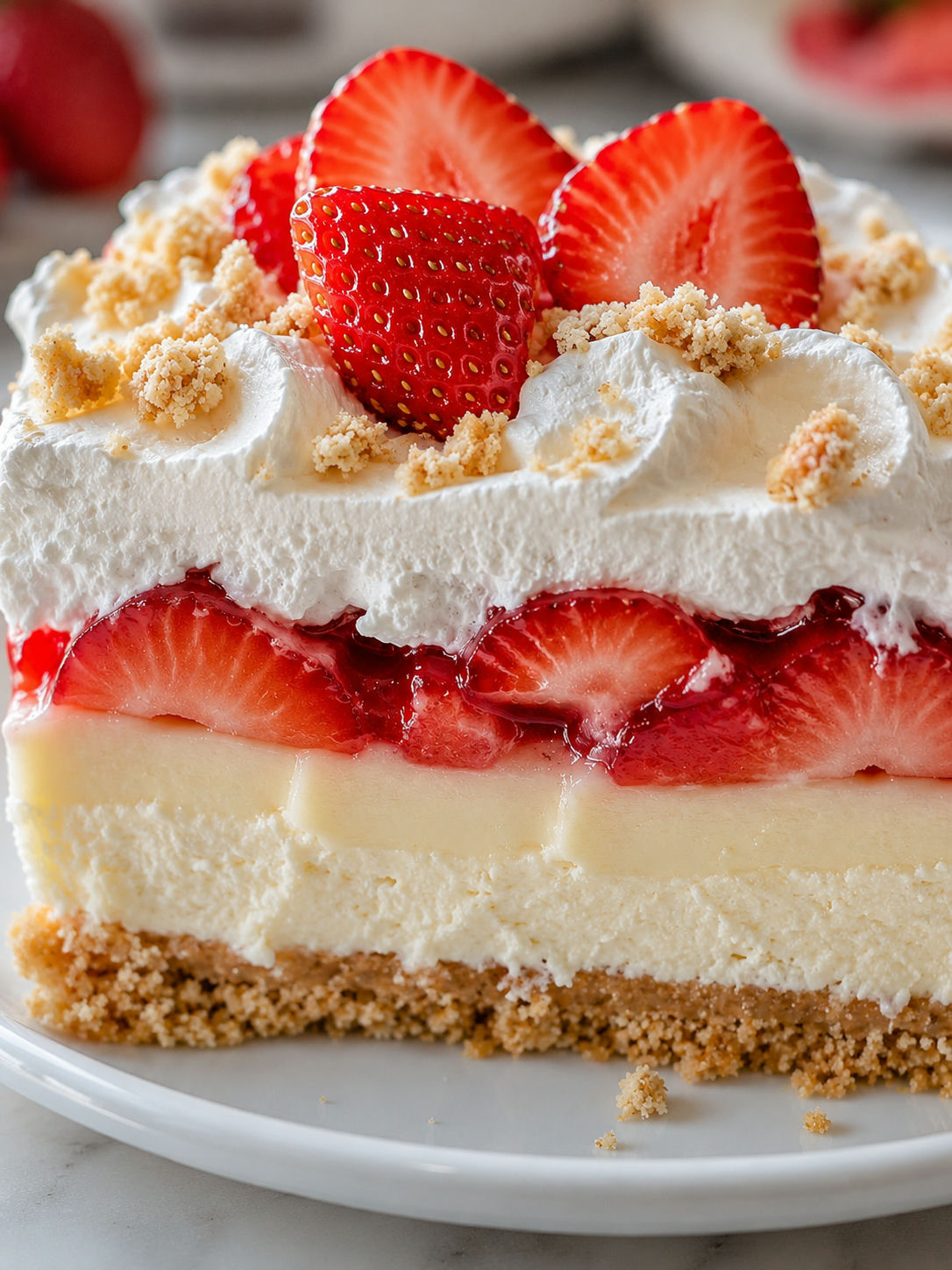 Strawberry Cheesecake Lush, plated and served