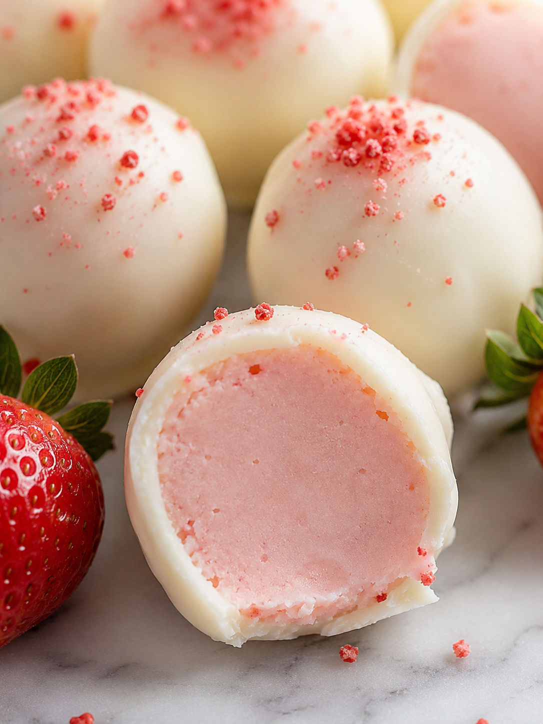 Strawberry Truffles, plated and served