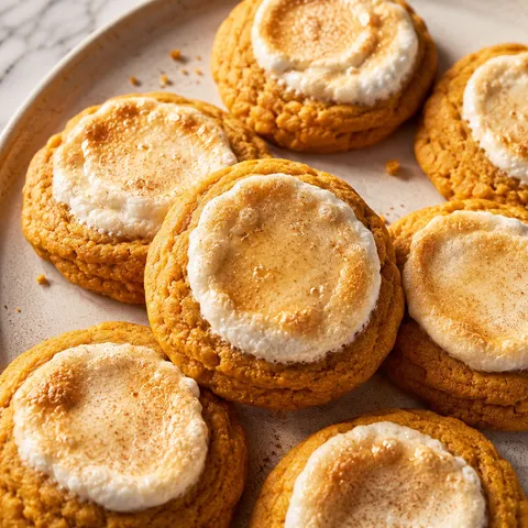 Sweet potato cookies topped with golden toasted marshmallow