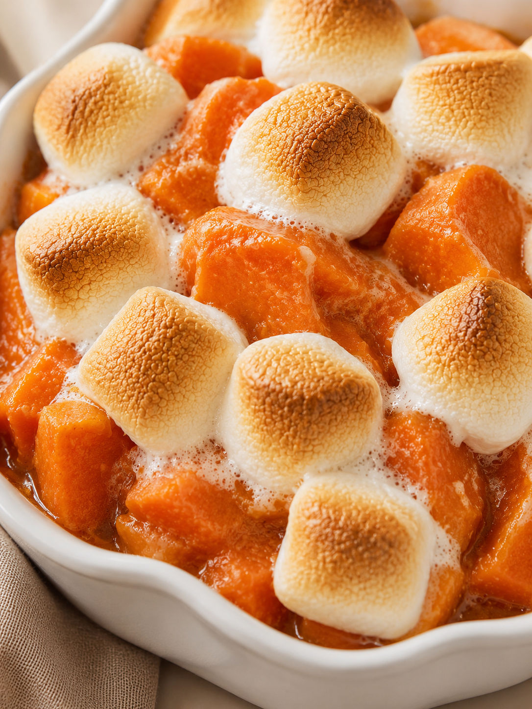 Sweet Potatoes with Marshmallows, plated and served