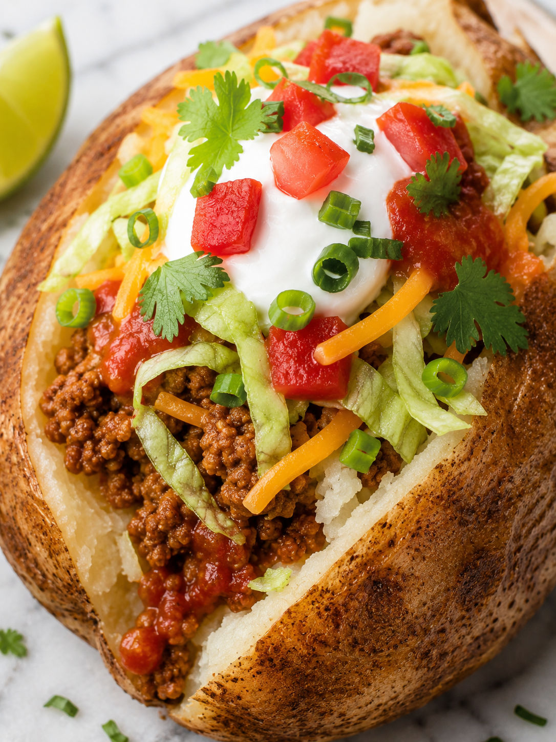 Taco Potatoes, plated and served