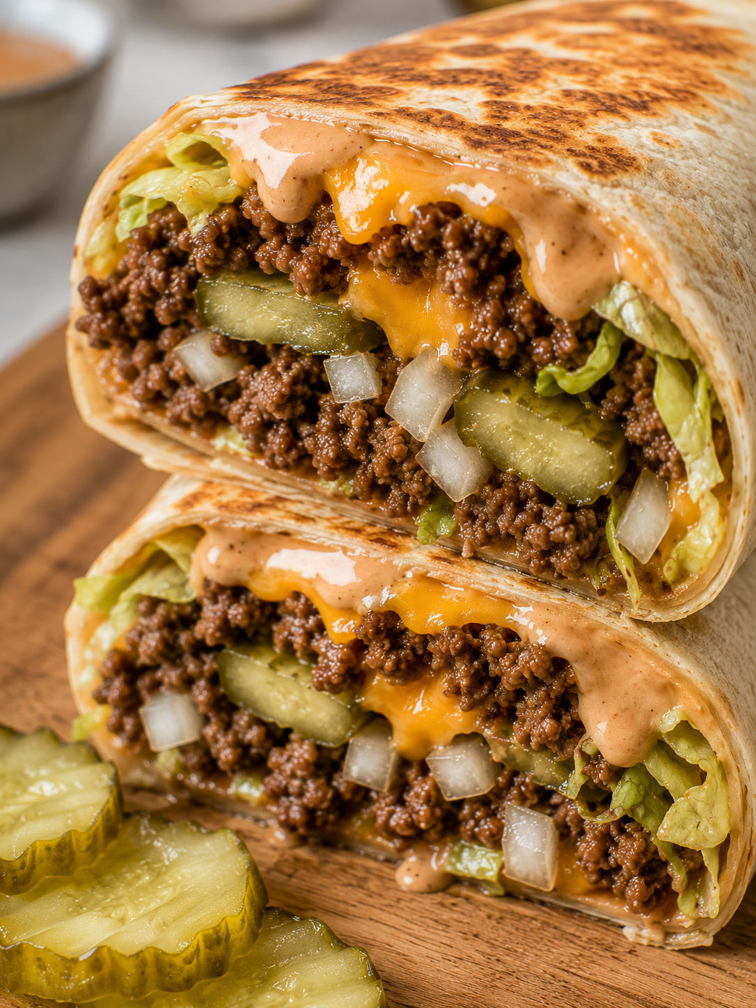Tasty Big Mac Wraps, plated and served