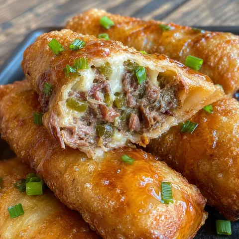 Texas Twinkies egg rolls with brisket filling and spicy honey