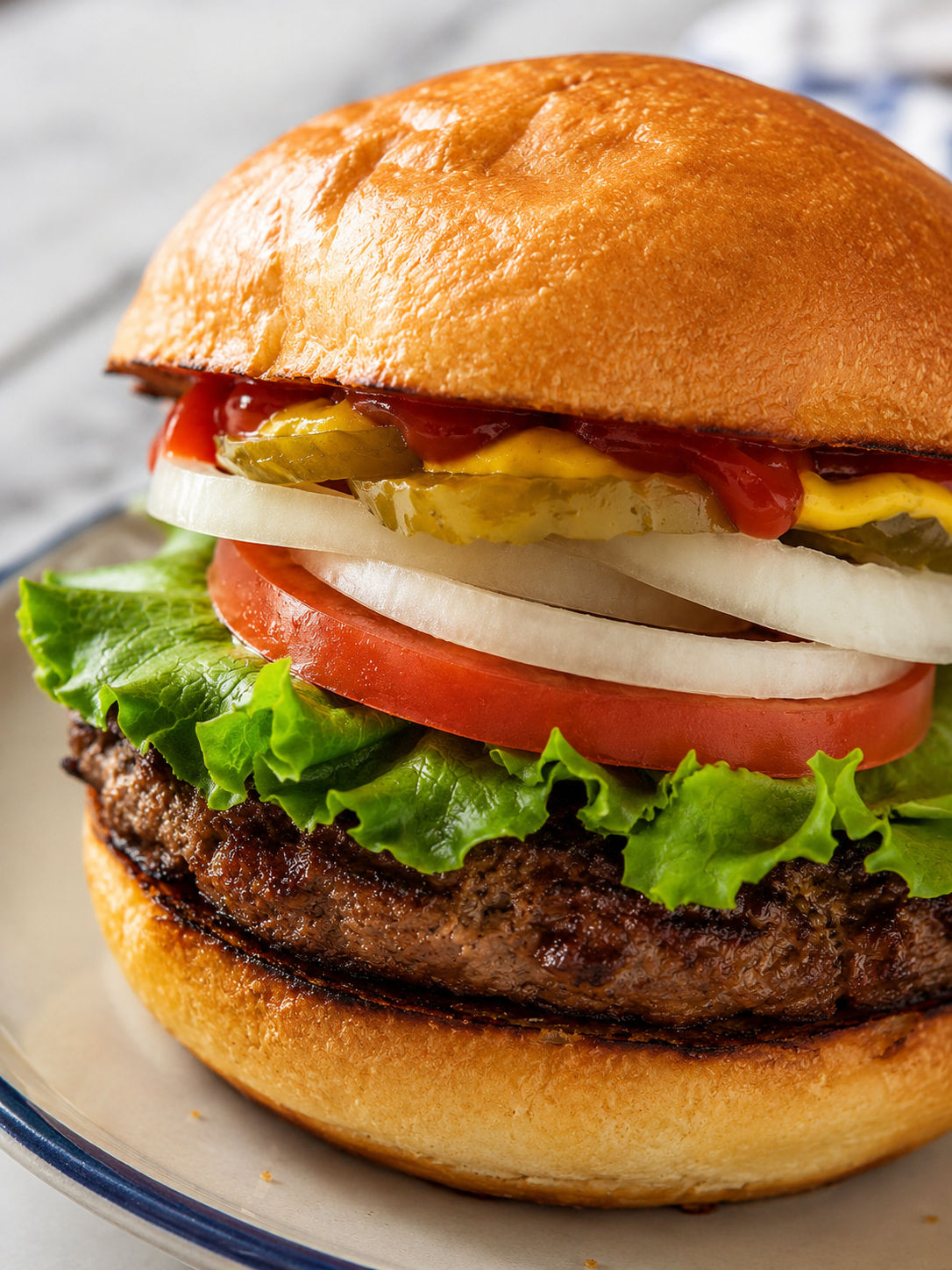 The Perfect Basic Burger, plated and served