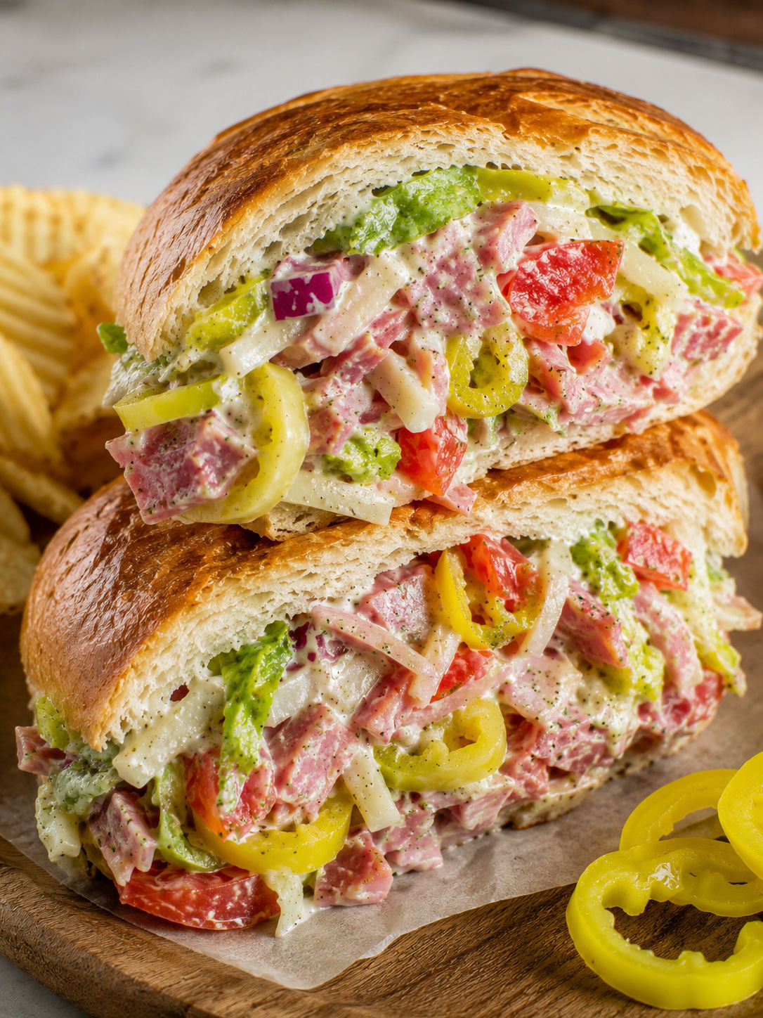 Ultimate Chopped Italian Sandwich, plated and served