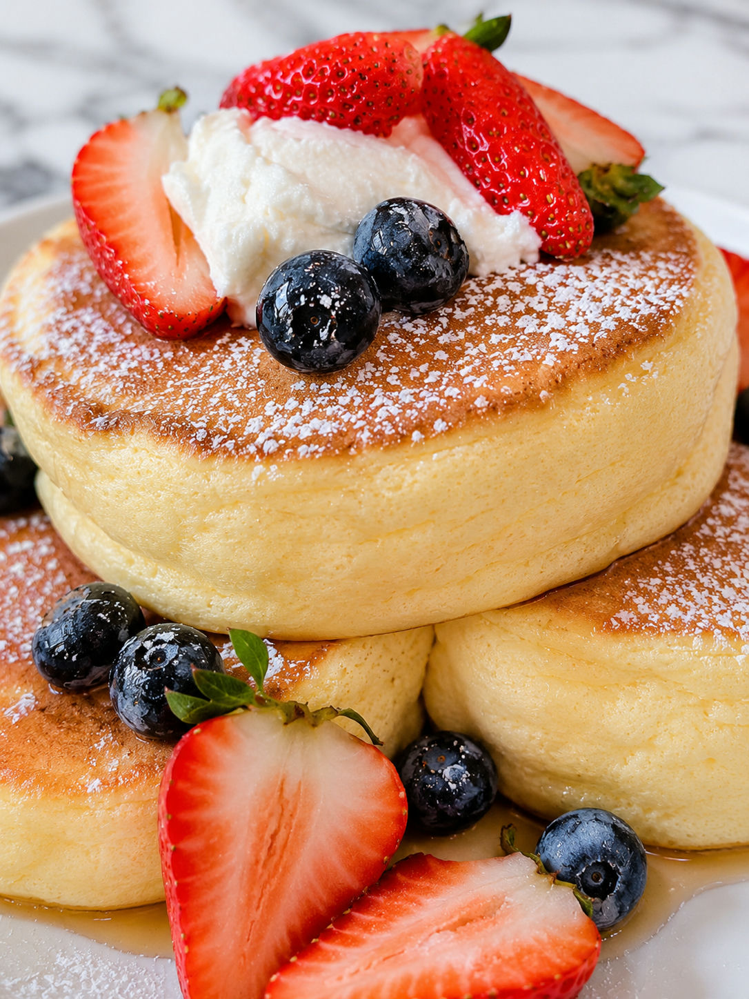 Ultimate Fluffy Japanese Pancakes, plated and served
