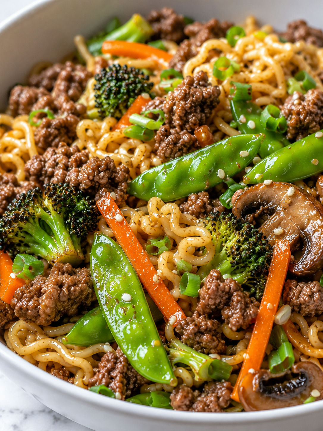 Ultimate Healthy Beef Ramen Noodles, plated and served
