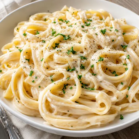 Creamy Olive Garden Alfredo pasta with Parmesan and parsley