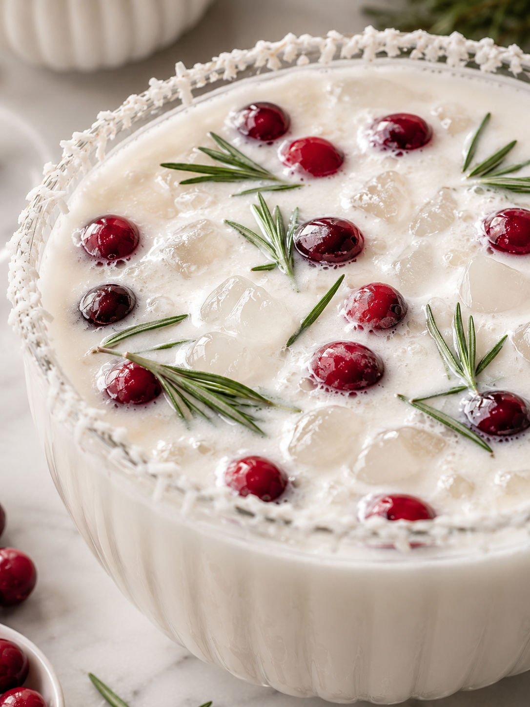 White Christmas Punch, plated and served