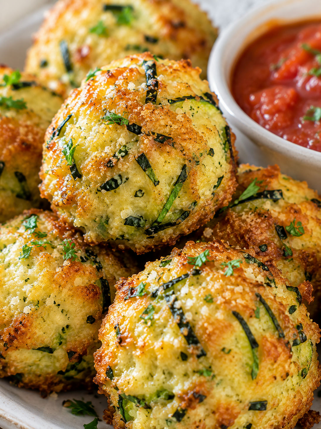 Zucchini Garlic Bites, plated and served