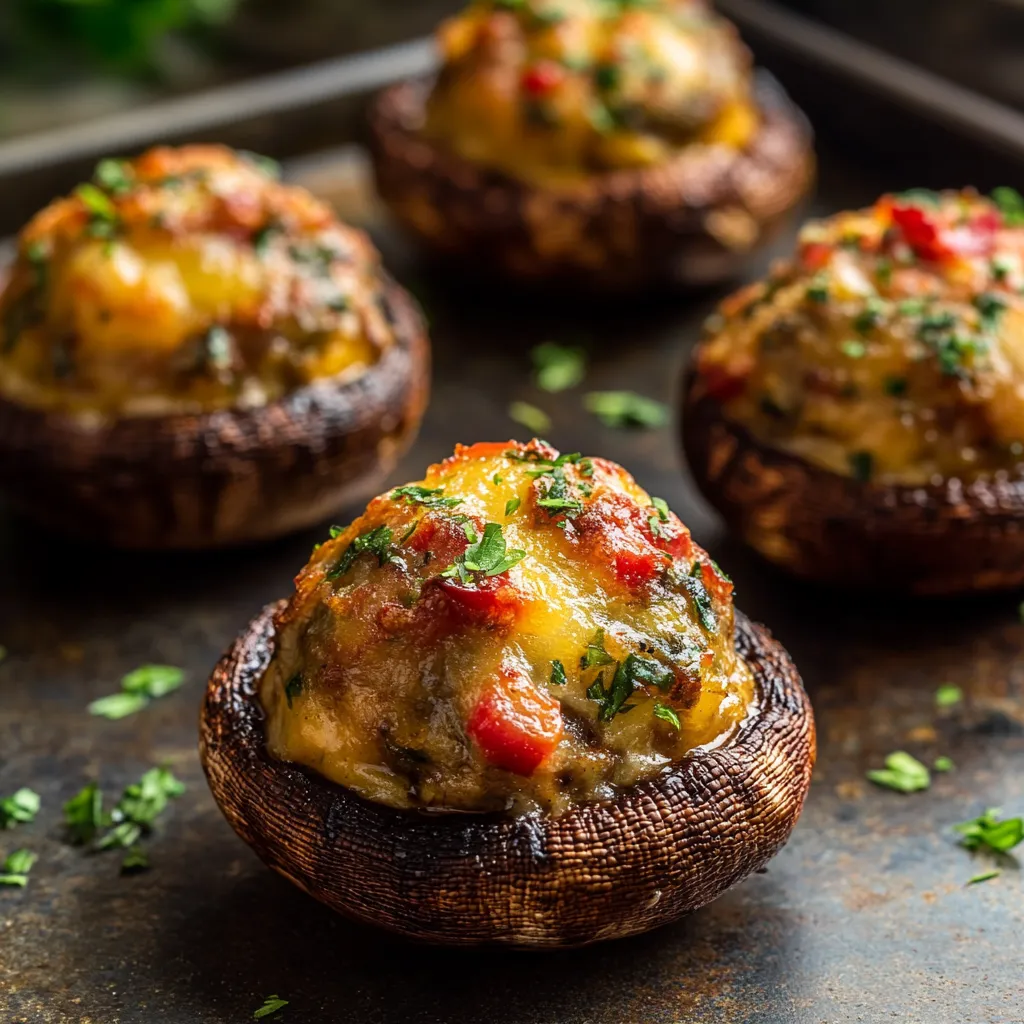 Easy Air Fryer Stuffed Mushrooms
