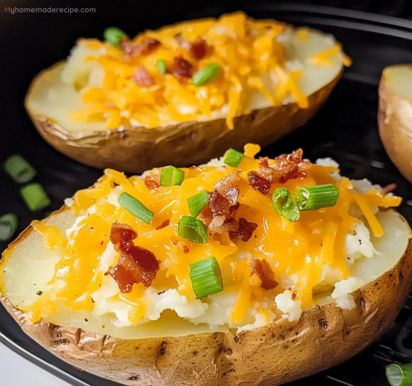 Air Fryer Twice Baked Potatoes (Crispy and Cheesy) - My Home Made Recipe