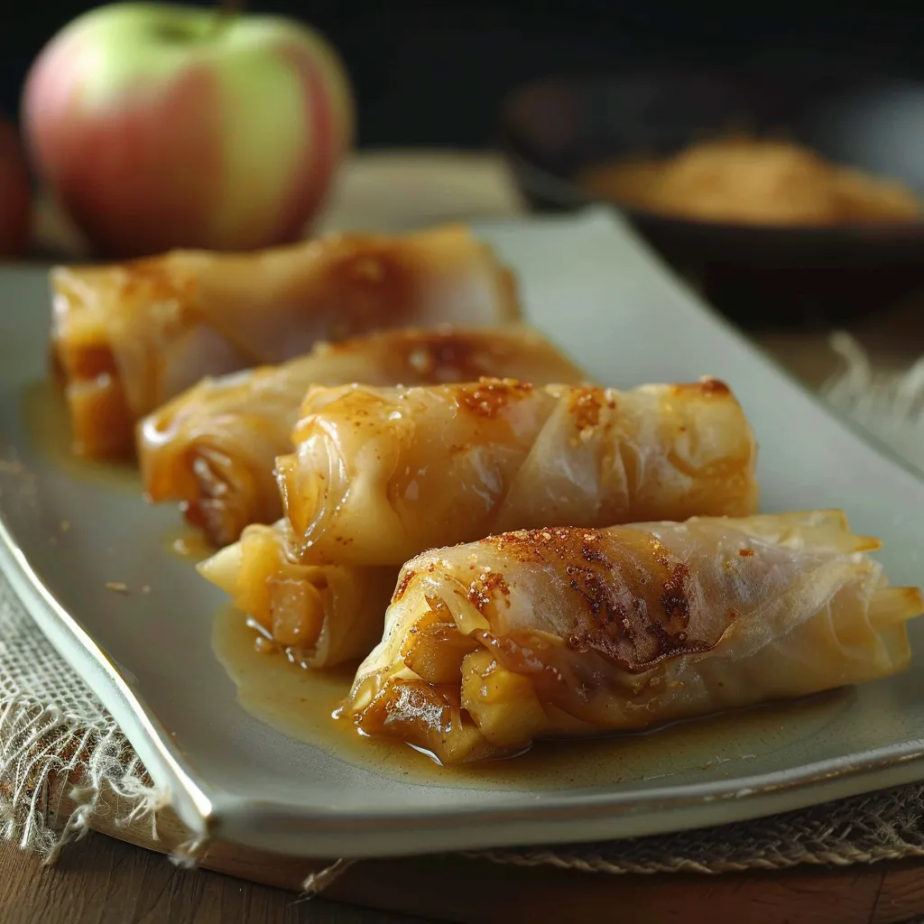 Baked Apple Pie Rice Paper Rolls