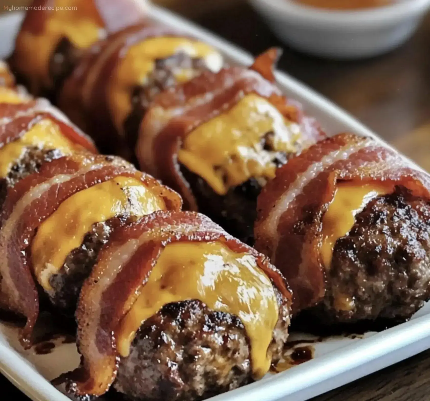 Bacon Cheeseburger Bombs with Dipping Sauce
