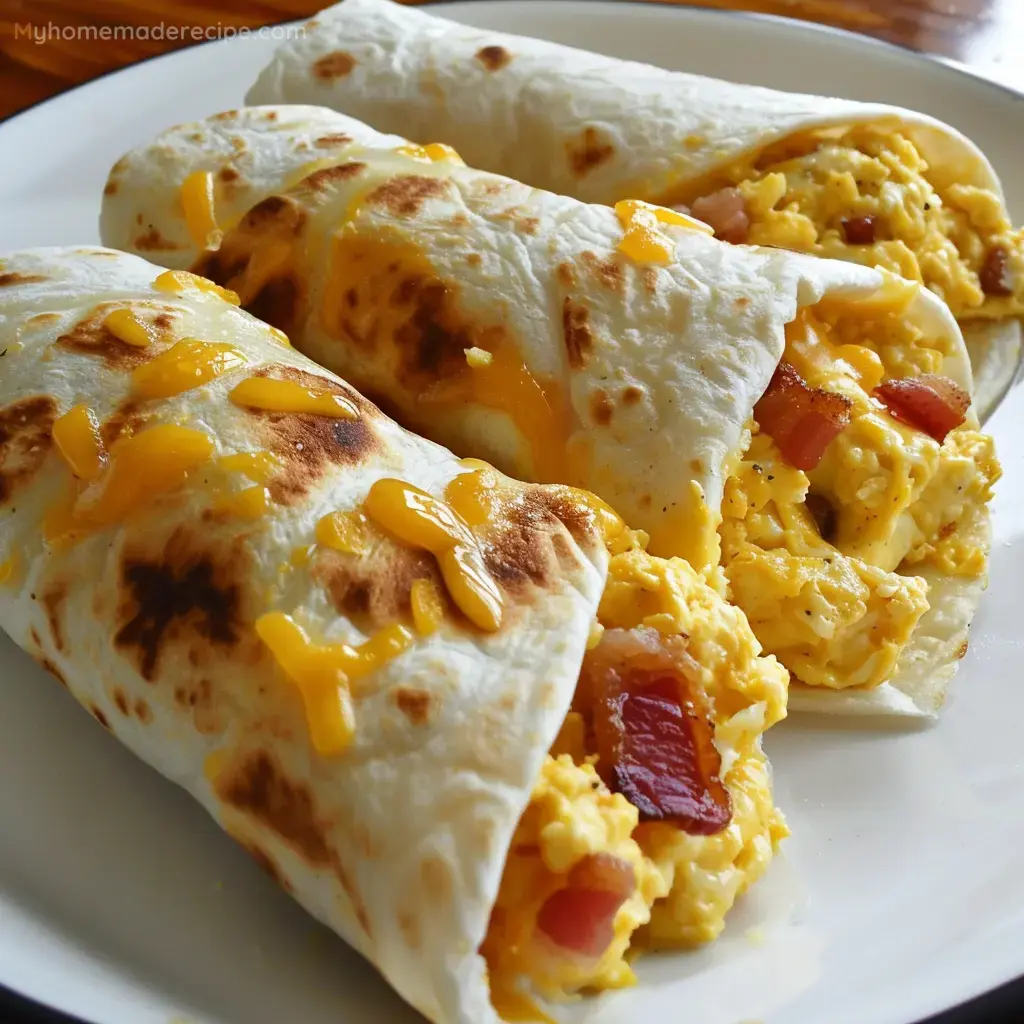Delicious Bacon Egg and Cheese Breakfast Burritos