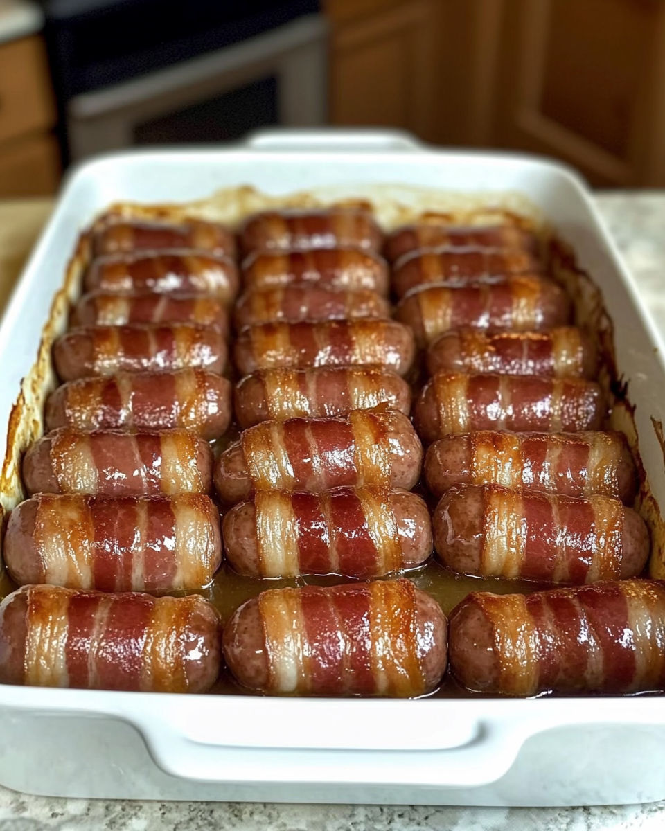 Bacon Wrapped Smokies with Brown Sugar and Butter