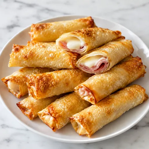 Baked ham cheese mozzarella sticks with marinara and melted cheese