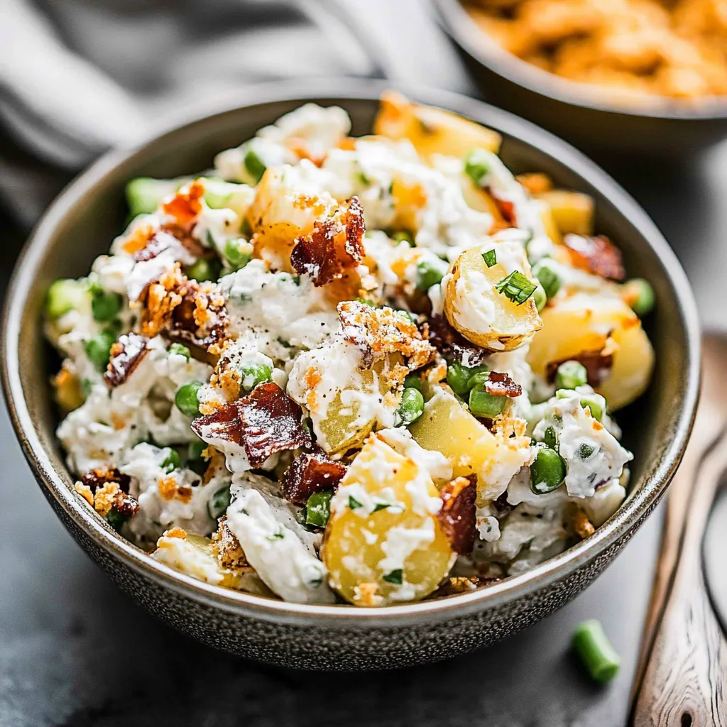Creamy Baked Potato Salad with Bacon and Cheese
