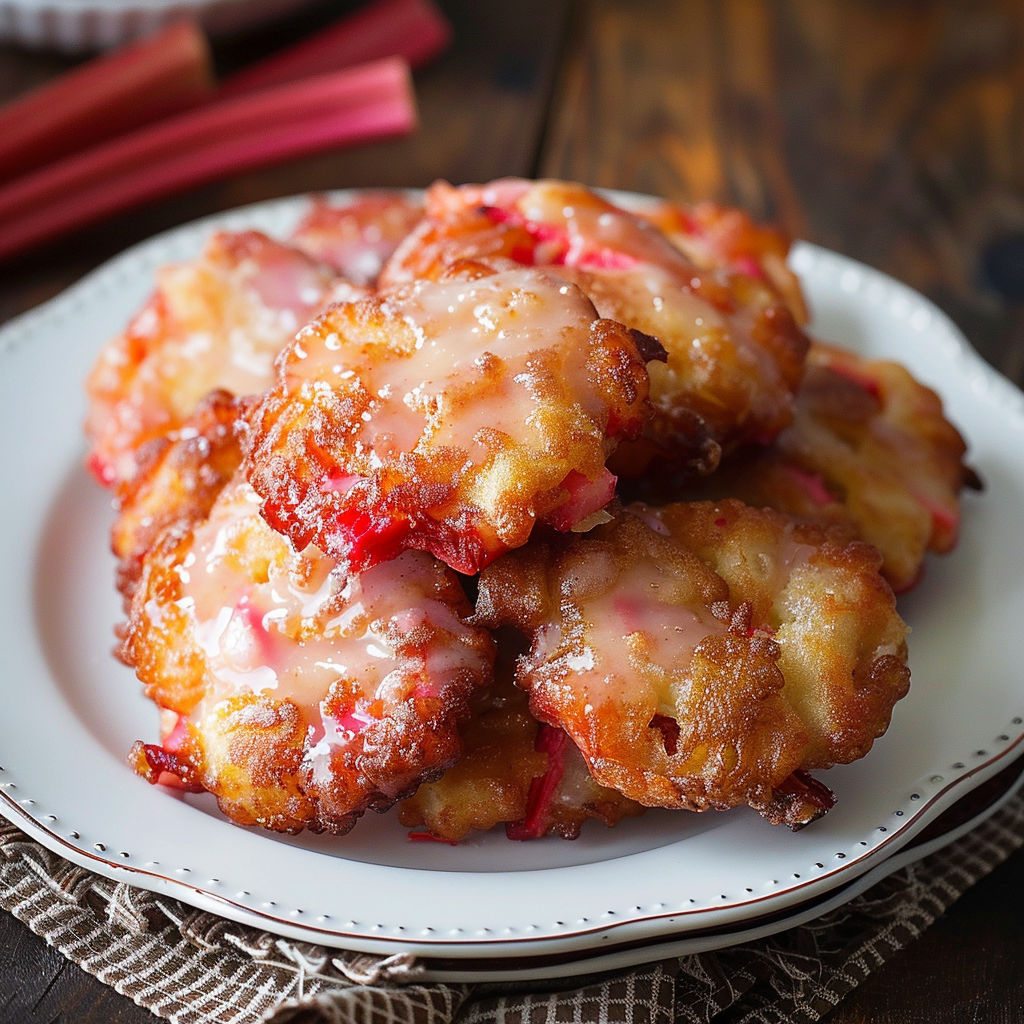 Irresistible Baked Rhubarb Cinnamon Fritters with Light Glaze