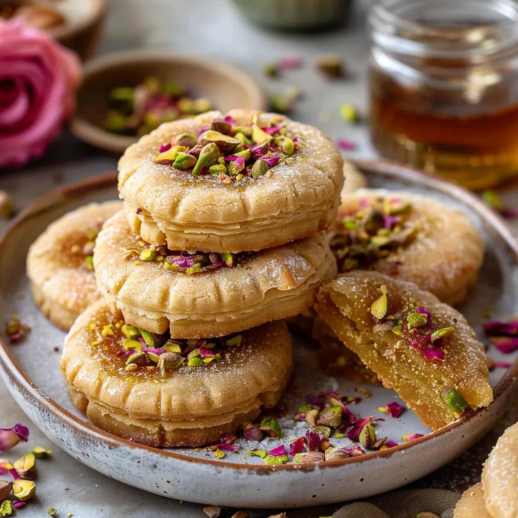 Honey Pistachio Baklava Cookies with Rose Sugar