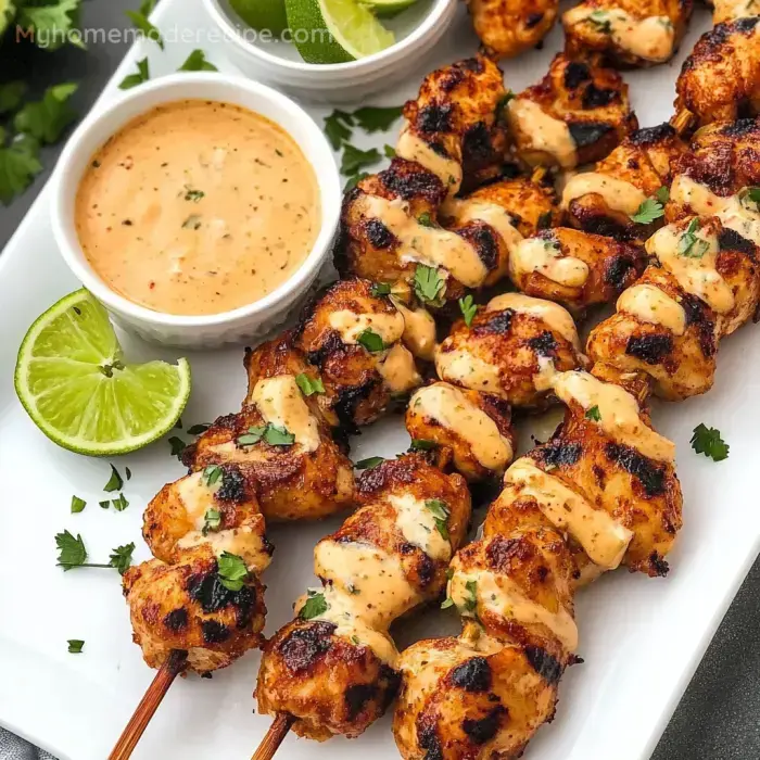 Easy Bang Bang Chicken Skewers with Sweet Chili Sauce