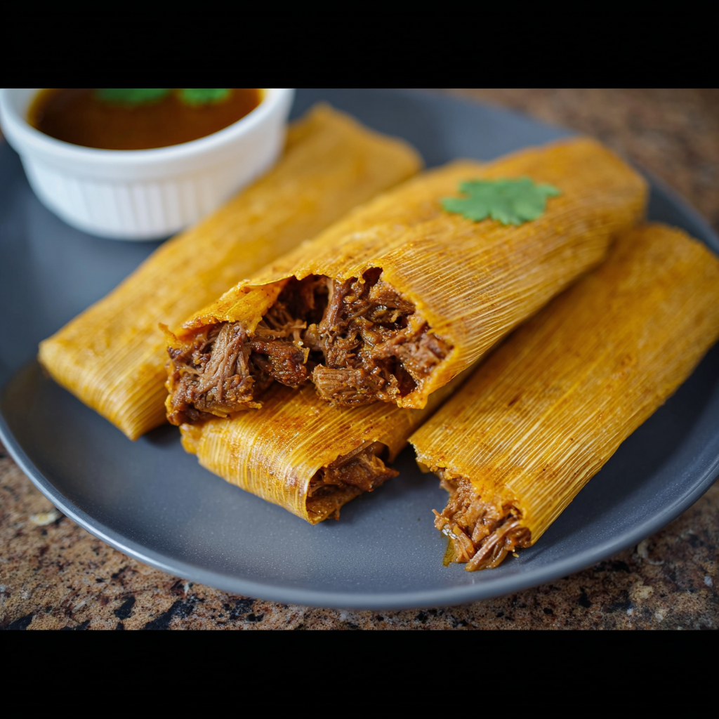 Tender Beef Tamales with Spiced Masa and Corn Husks