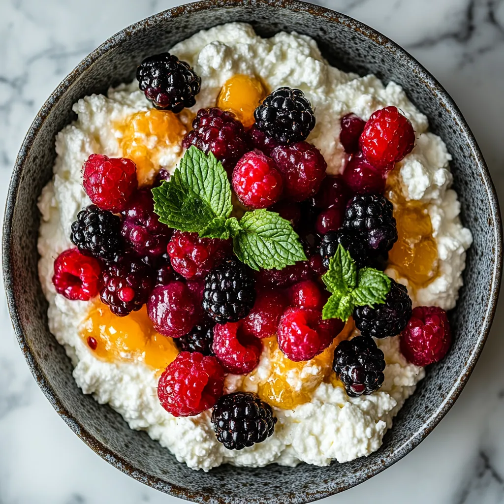 Fresh Berry Cottage Cheese Salad with Honey and Mint