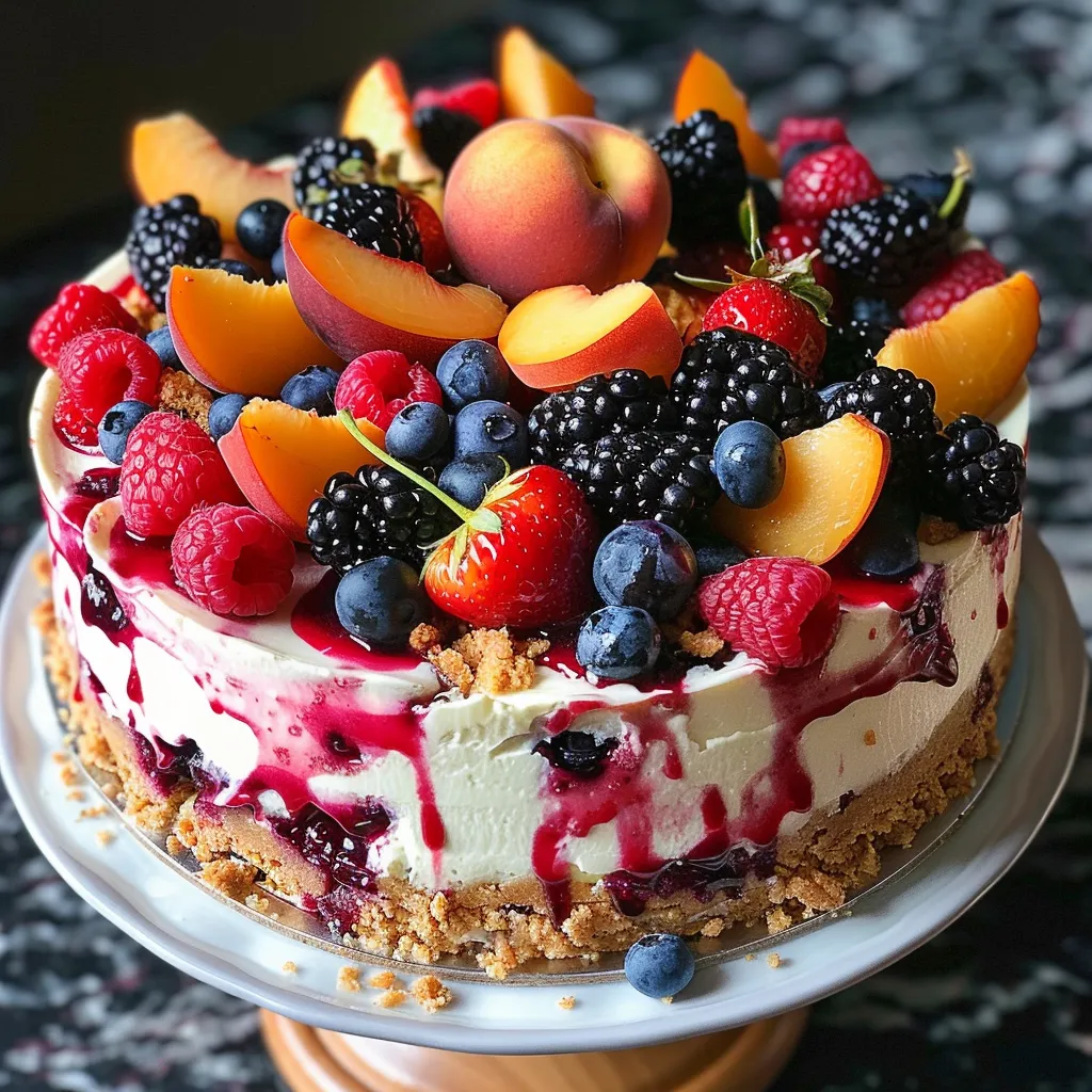 Berry Peach Cheesecake with Fresh Fruit