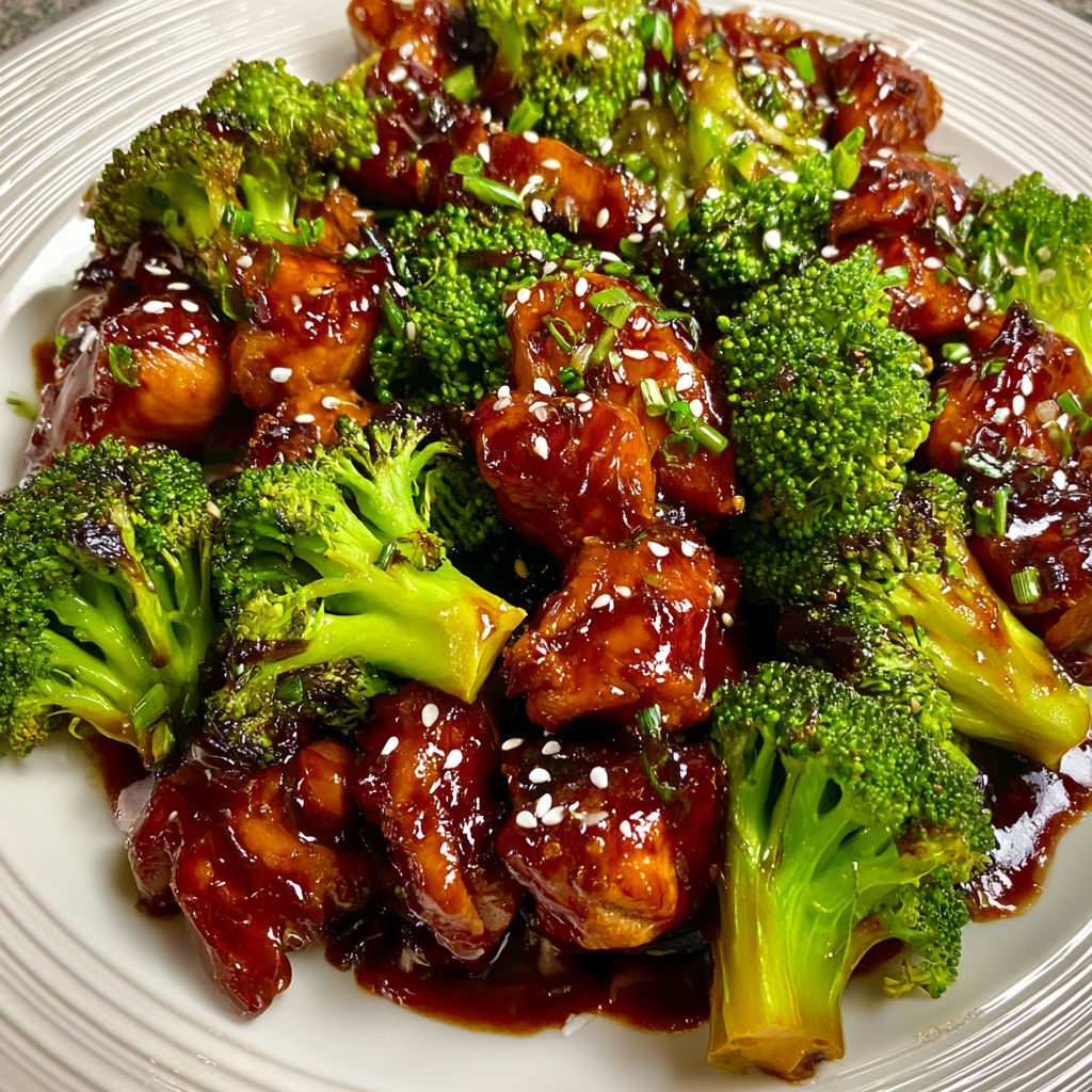 Bourbon Chicken with Broccoli in Sweet Soy Glaze