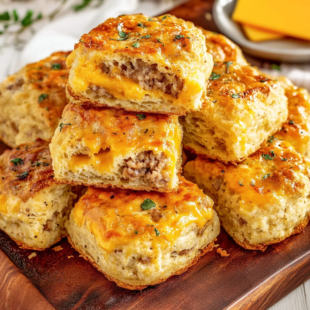 Easy Breakfast Butter Swim Biscuits with Sausage and Cheese
